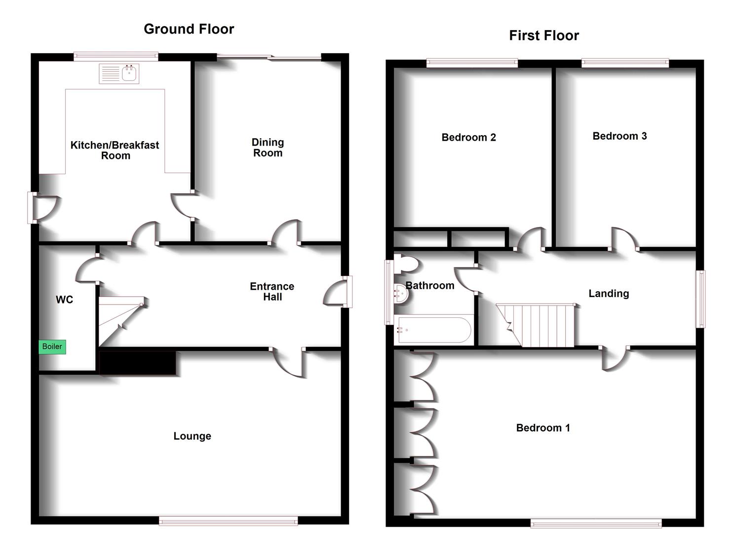 Floorplans For Whittle Close, Bilton, Rugby