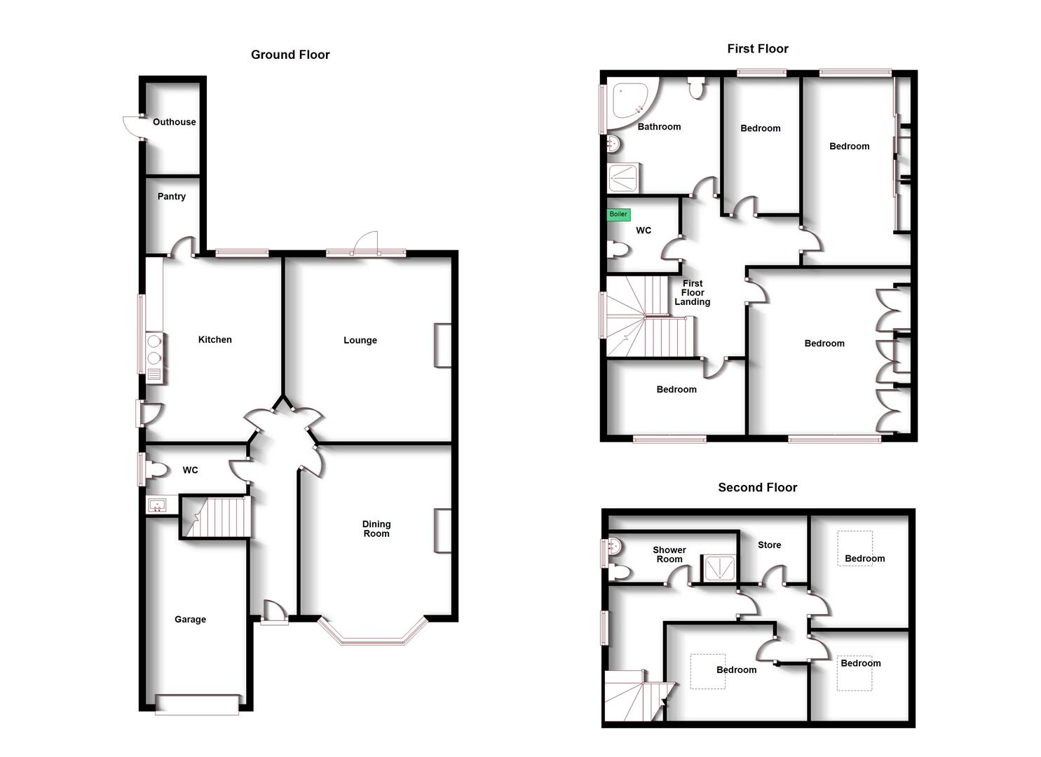 Floorplans For Rainsbrook Avenue, Hillmorton, Rugby