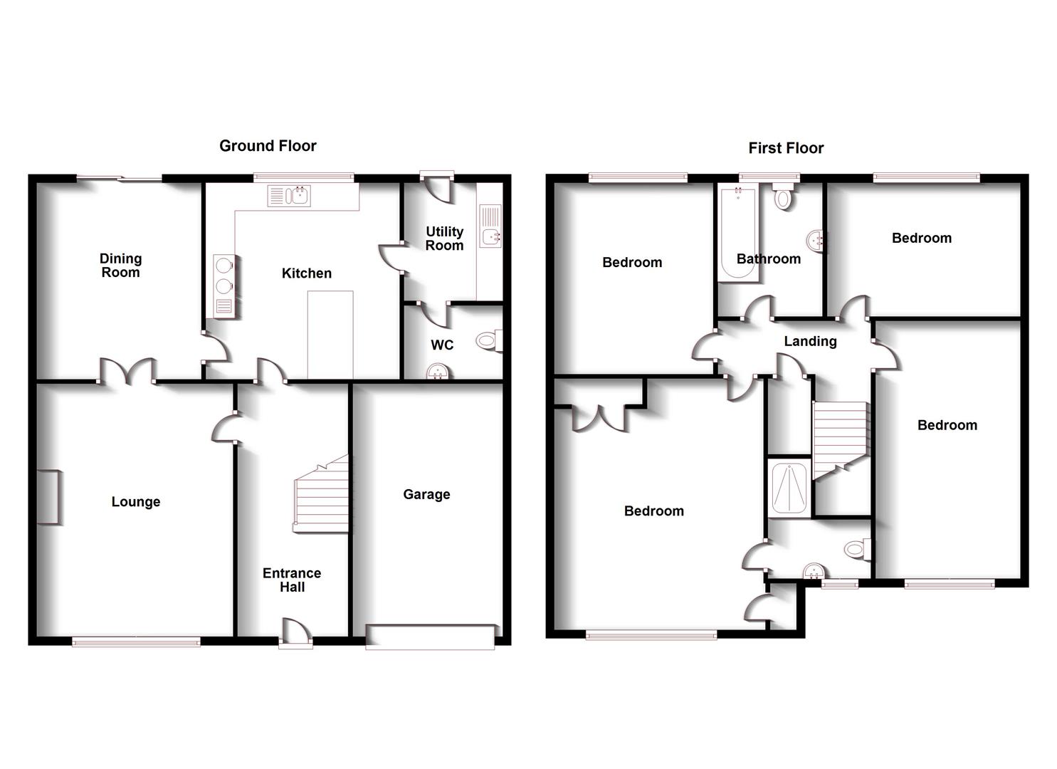 Floorplans For Strath Close, Hillmorton, Rugby