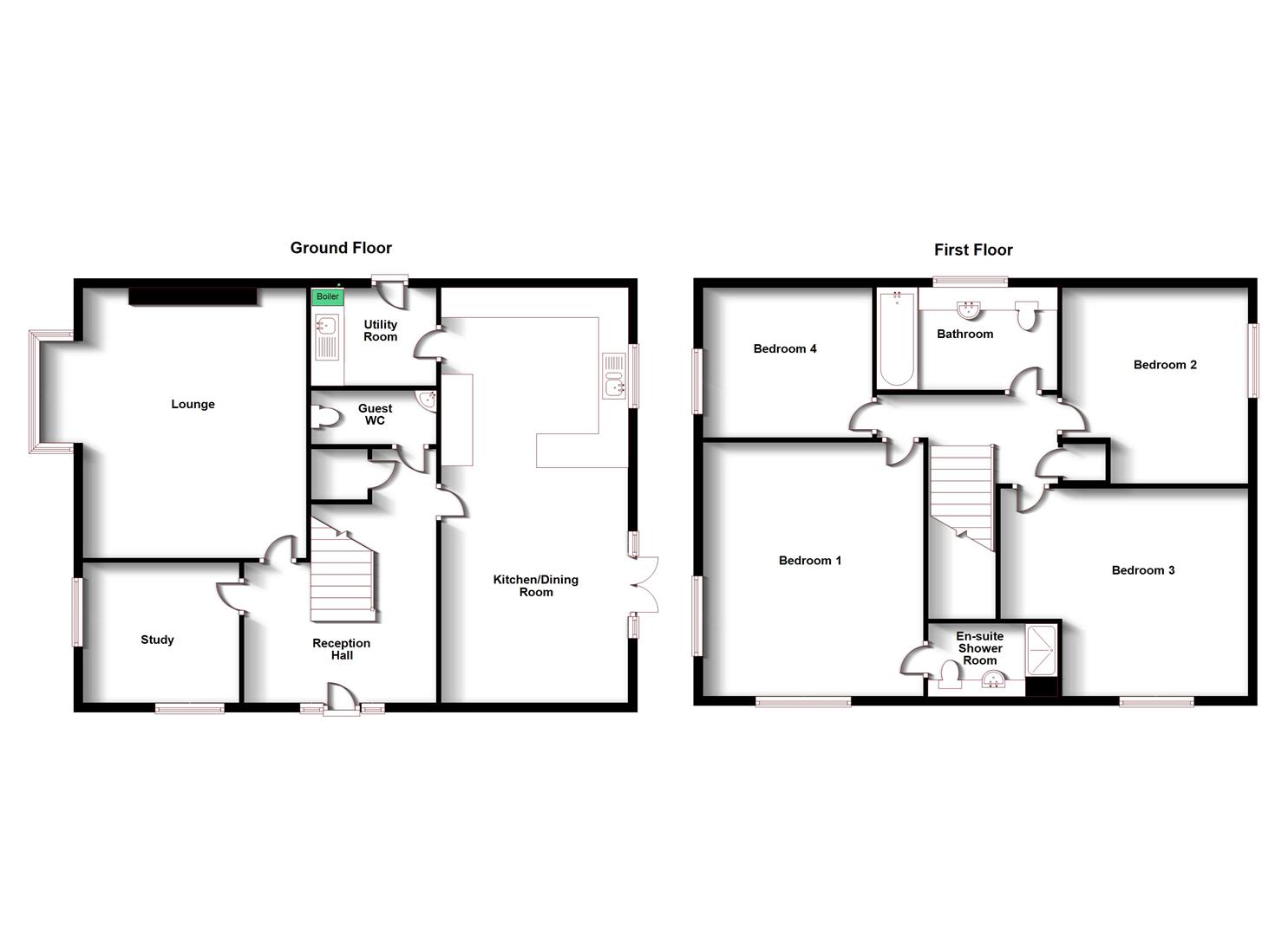 Floorplans For Elborow Way, Cawston, Rugby