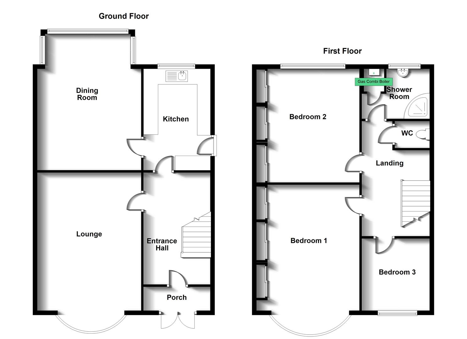 Floorplans For Loverock Crescent, Rugby, Warwickshire