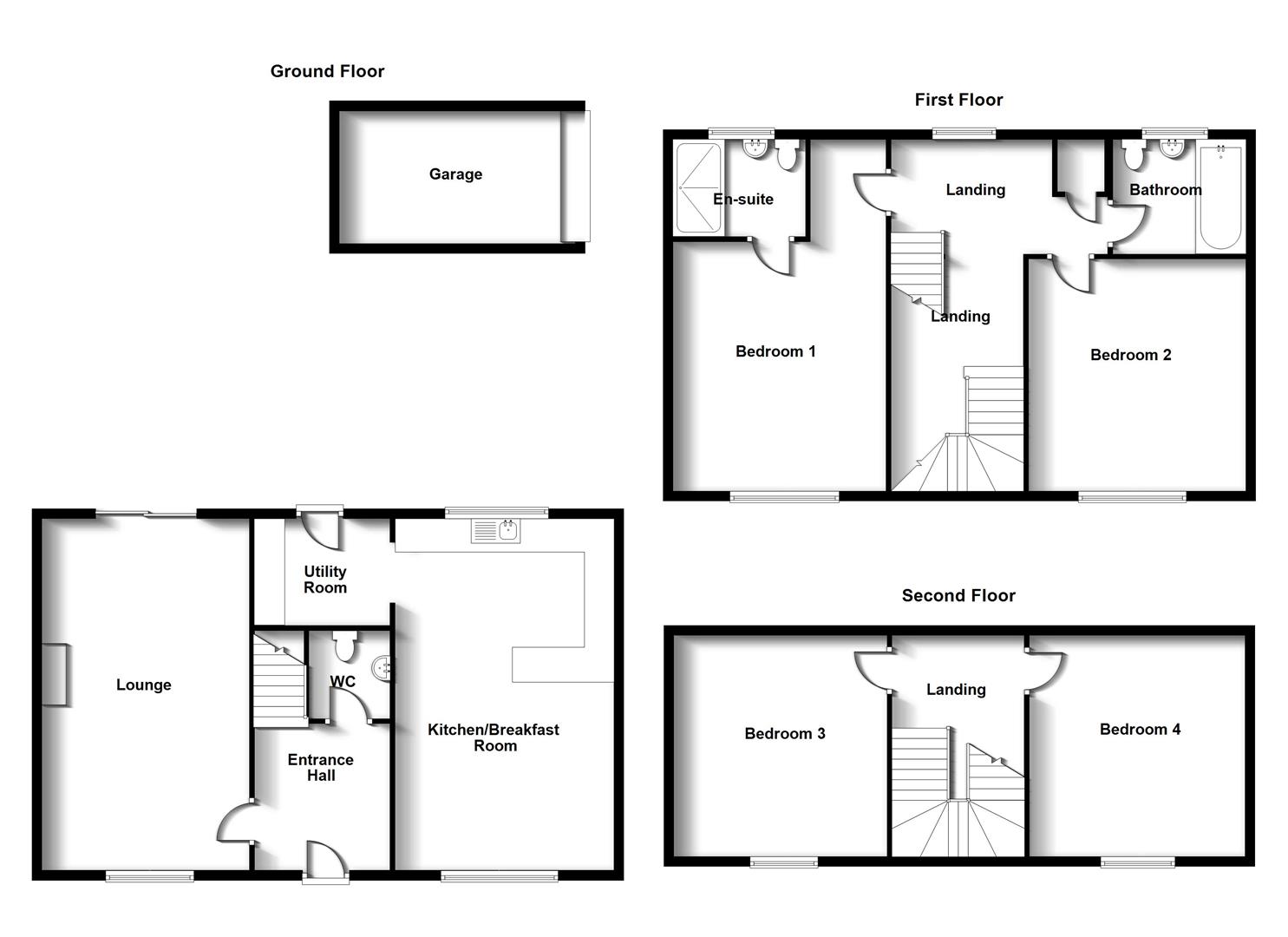 Floorplans For Dorset Close, Cawston, Rugby