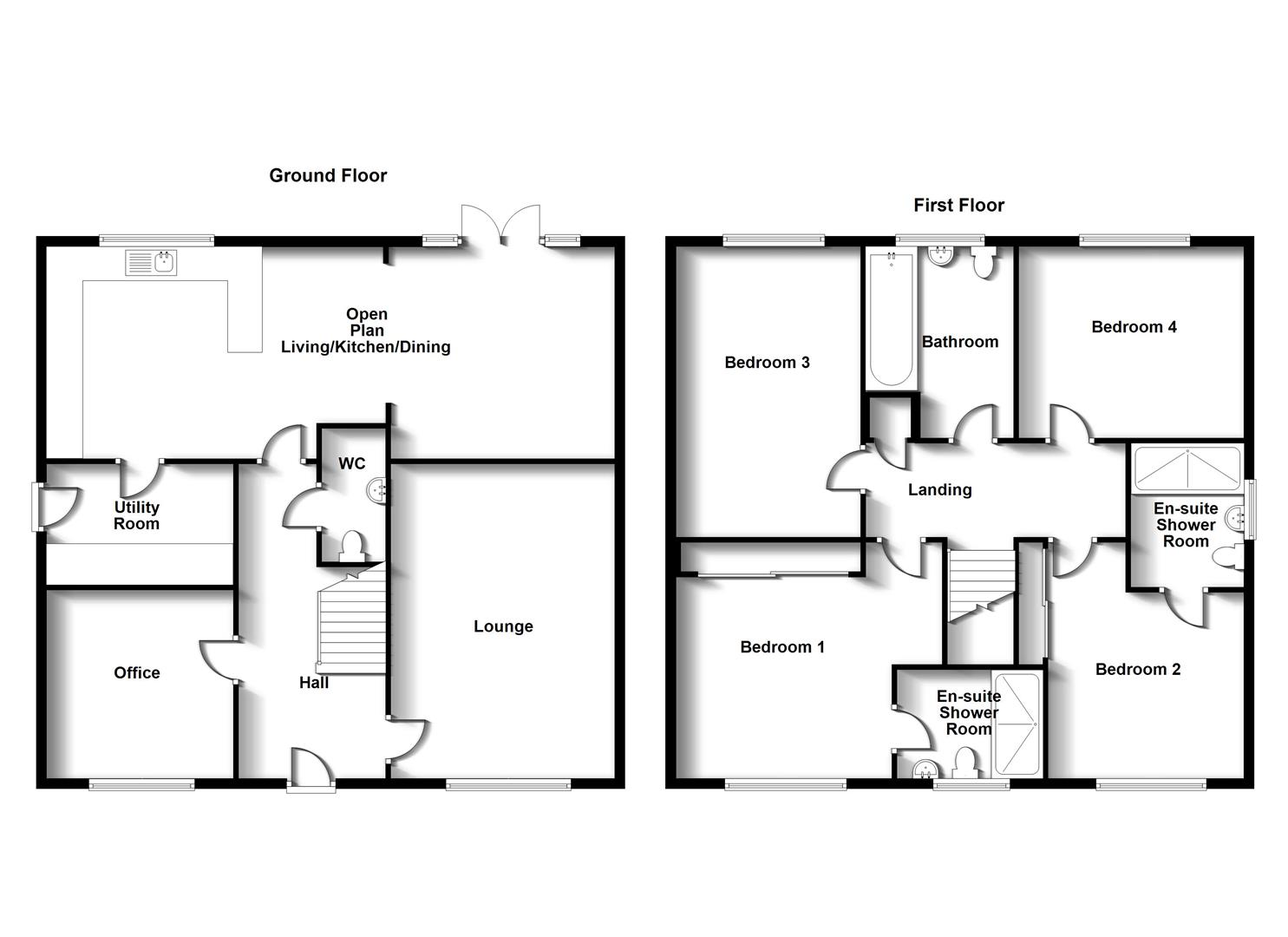 Floorplans For Elborow Way, Cawston, Rugby