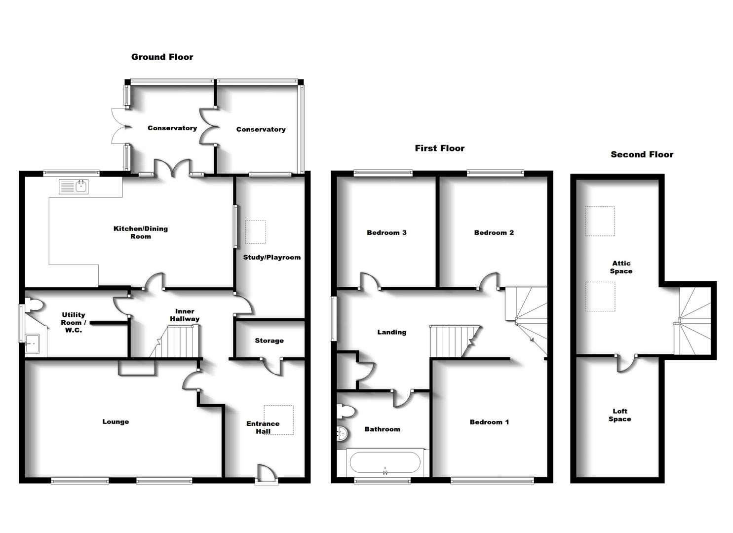Floorplans For Hampden Way, Bilton, Rugby