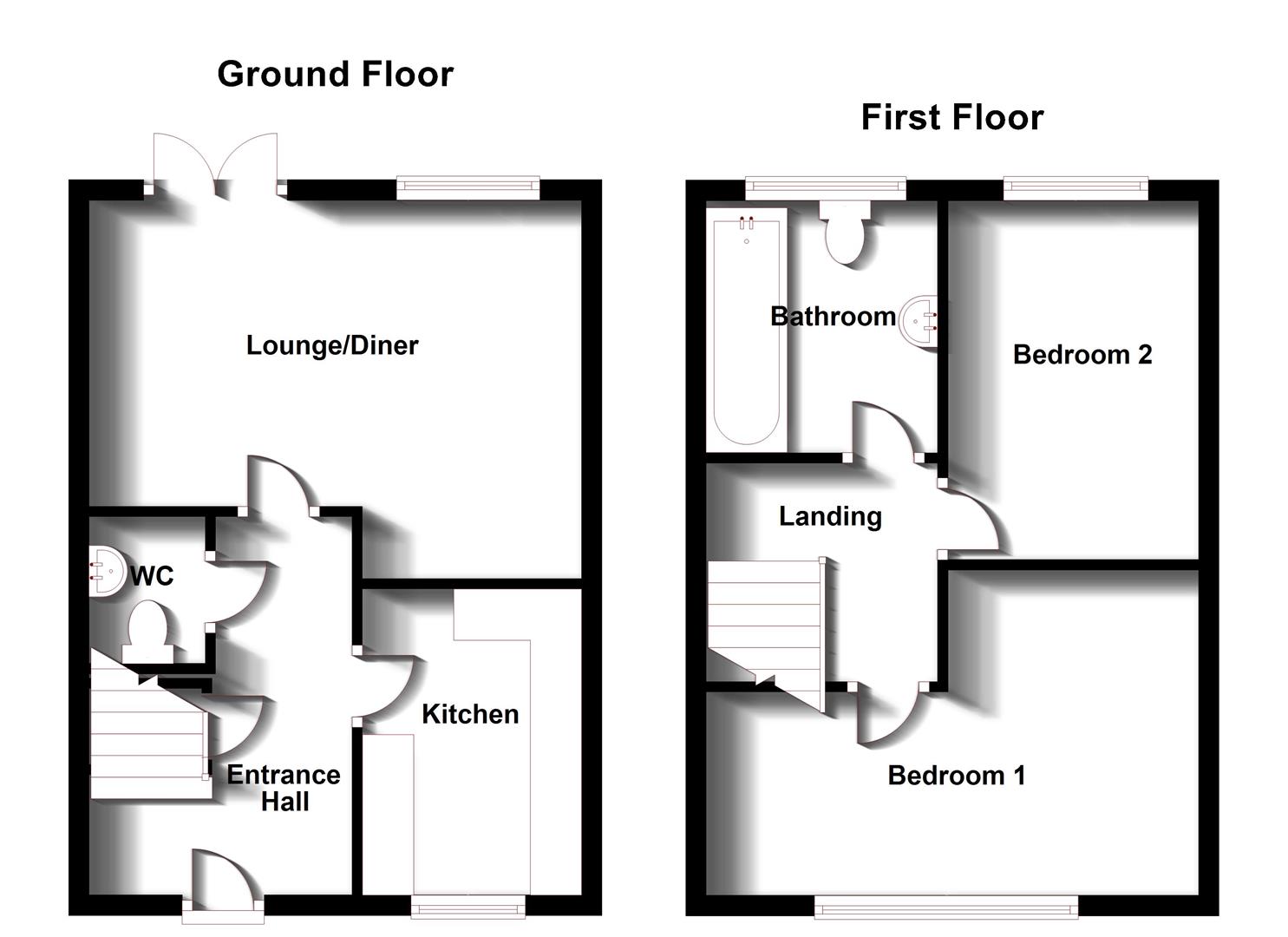 Floorplans For Stowe Drive, Rugby, Warwickshire