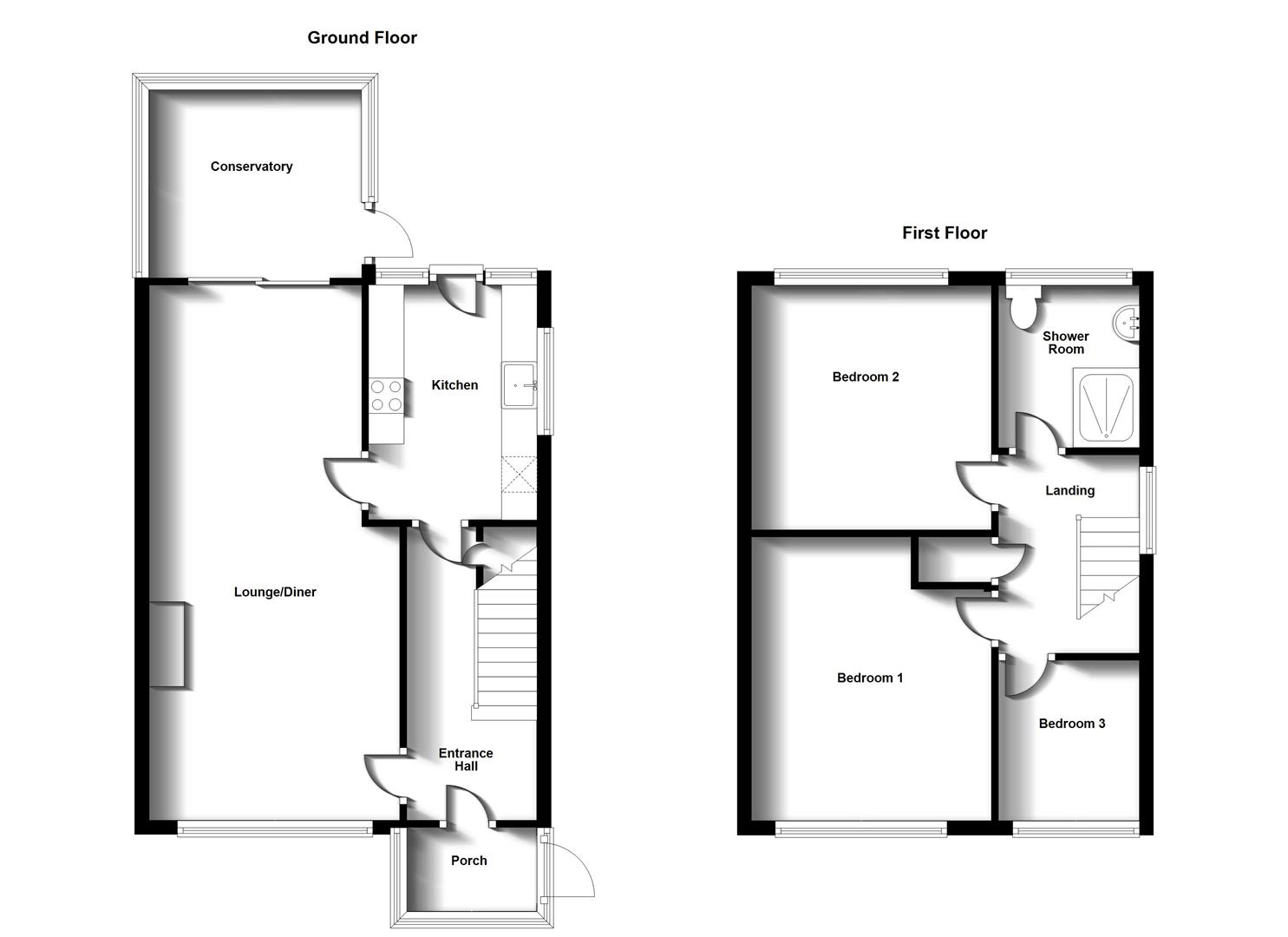 Floorplans For Gilbert Avenue, Bilton, Rugby